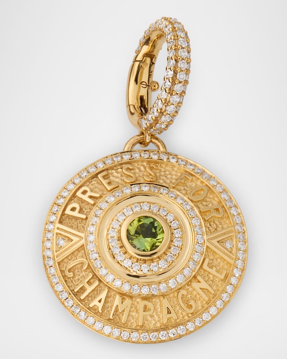 18K Gold Press for Champagne Charm with Diamonds and Tourmaline